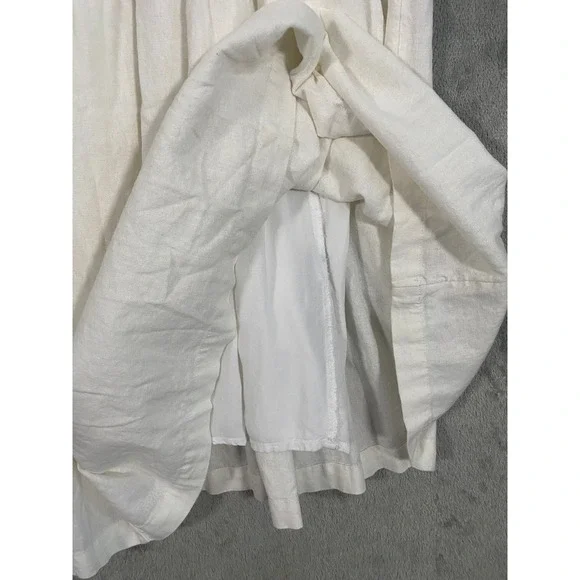 Abercrombie & Fitch Dress Sz M White Linen Blend Tiered Maxi Adjustable Coastal - Picture 3 of 10